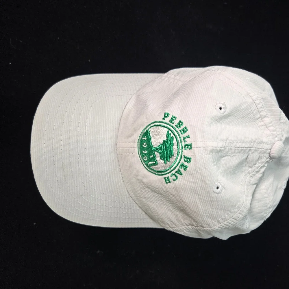 Pebble Beach American Needle Adjustable Golf Cap White California Republic Logo
